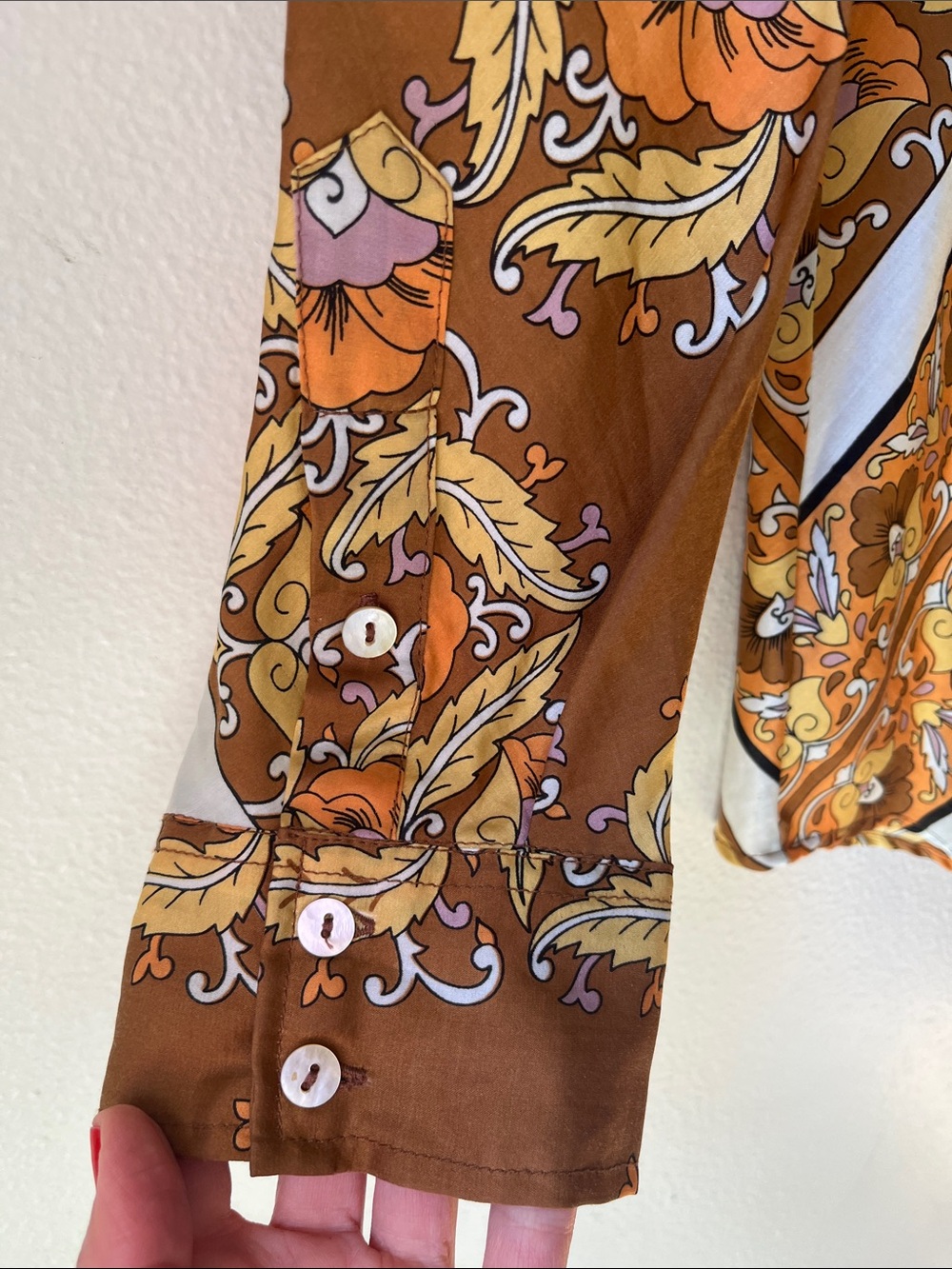 Chasing Unicorns 🍁 Lost In The Music Silk Satin Oversized Shirt sz L - Picture 15 of 17